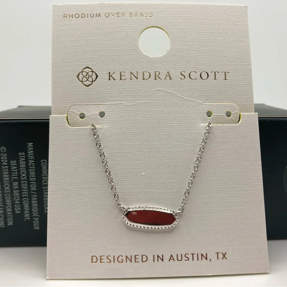 KENDRA SCOTT Jaimee Metal Pendant Rhodium Necklace Perfect for Engraving NEW NWT - Picture 4 of 6